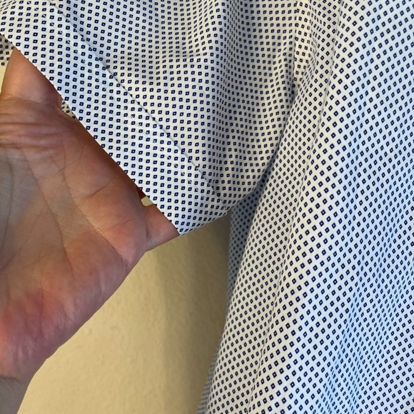 Denim & Flower NEW Ricky Singh Navy Blue & White Cotton short sleeve  L slim - Picture 2 of 9